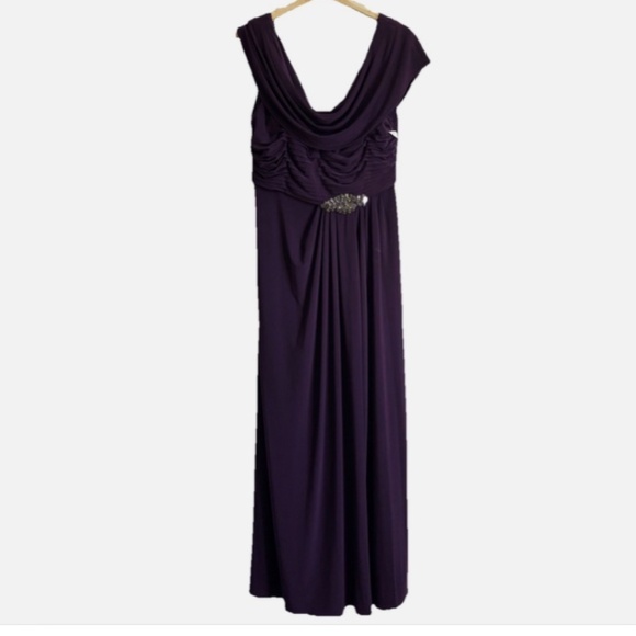 ALEX EVENINGS Beaded Waist Navy Blue Gown Size: 10 - Picture 2 of 7
